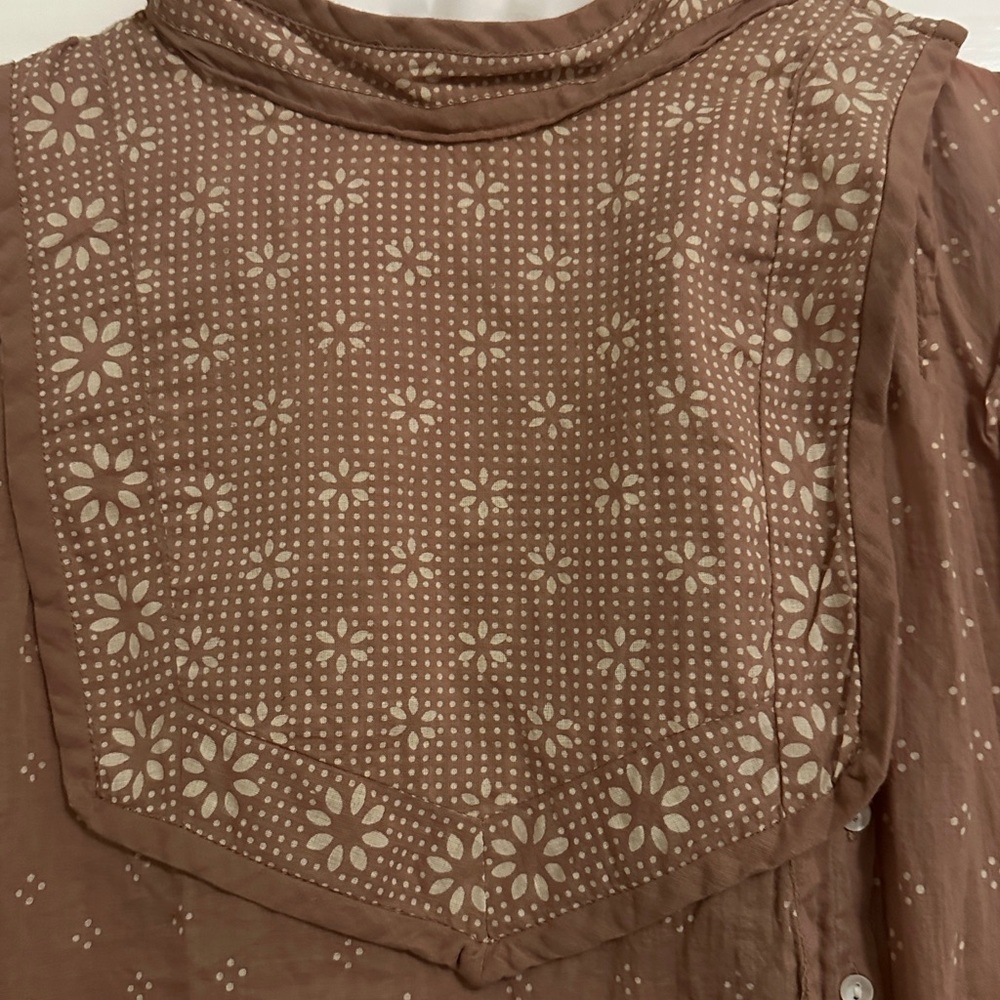 Doen Brown Pink Floral Patterned Dress Tunic